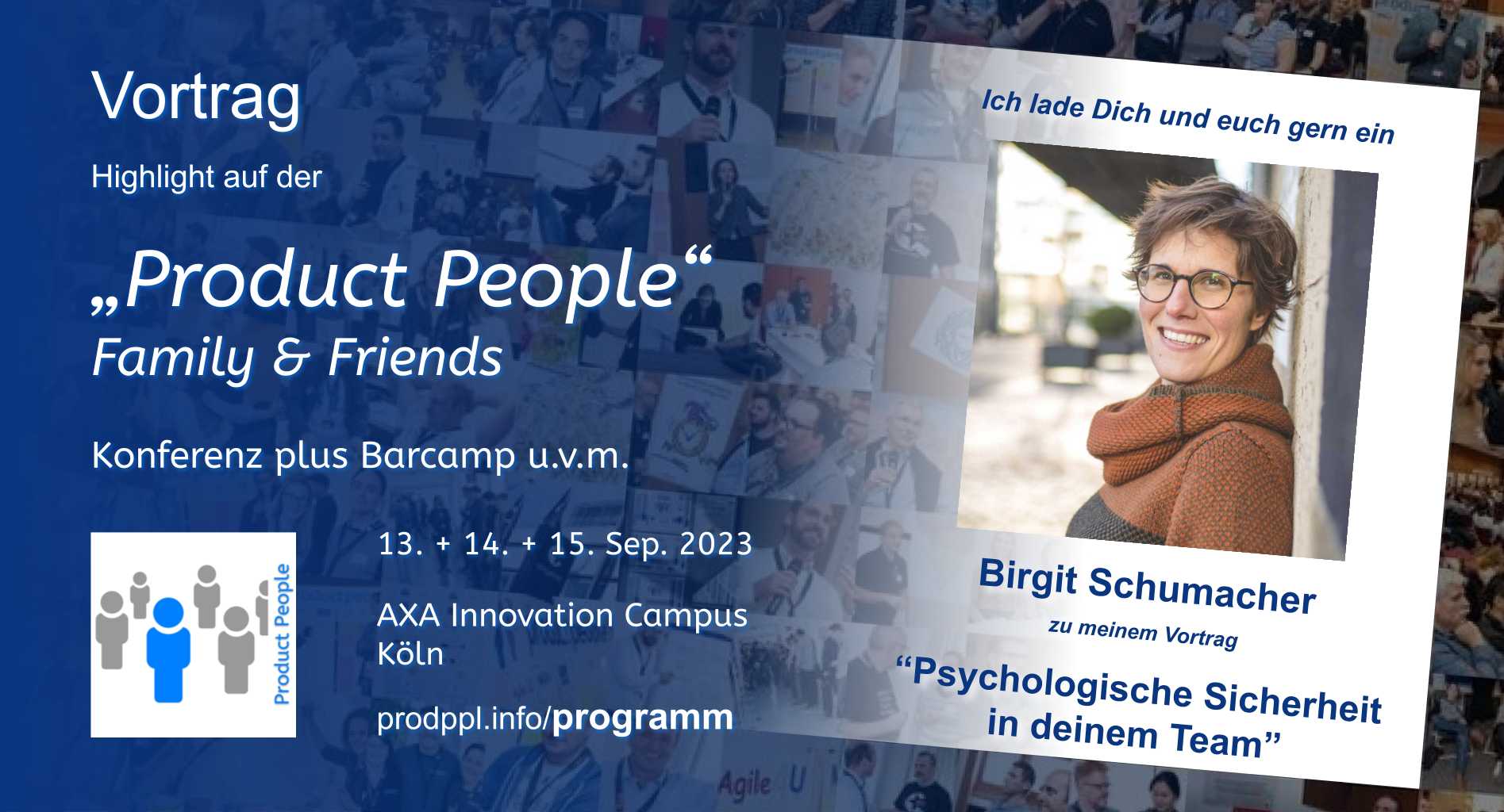"Psychologische Sicherheit in deinem Team" - M-Vortrag von und mit Birgit Schumacher - auf der 'Product People - Family & Friends' - Konferenz plus Barcamp - Köln 2023